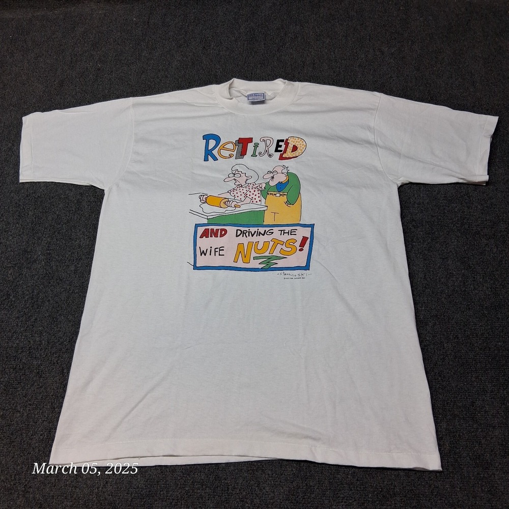 VTG Stromoski Comic T Shirt Adult SZ‎ XL White All Sport EUC 90s 1993 Retired